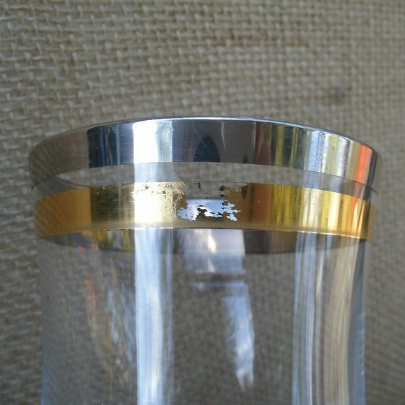 Vintage Krosno Silver & Gold Band Wine Glass Set of 2 - Picture 10 of 16